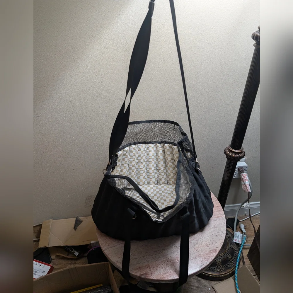 Stylish ADORABLE Dog Carrier, Soft Sided, Light Brown Checkered LV Pattern